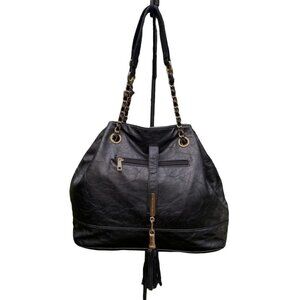 Mellow World Black  Faux Leather Hobo Bag